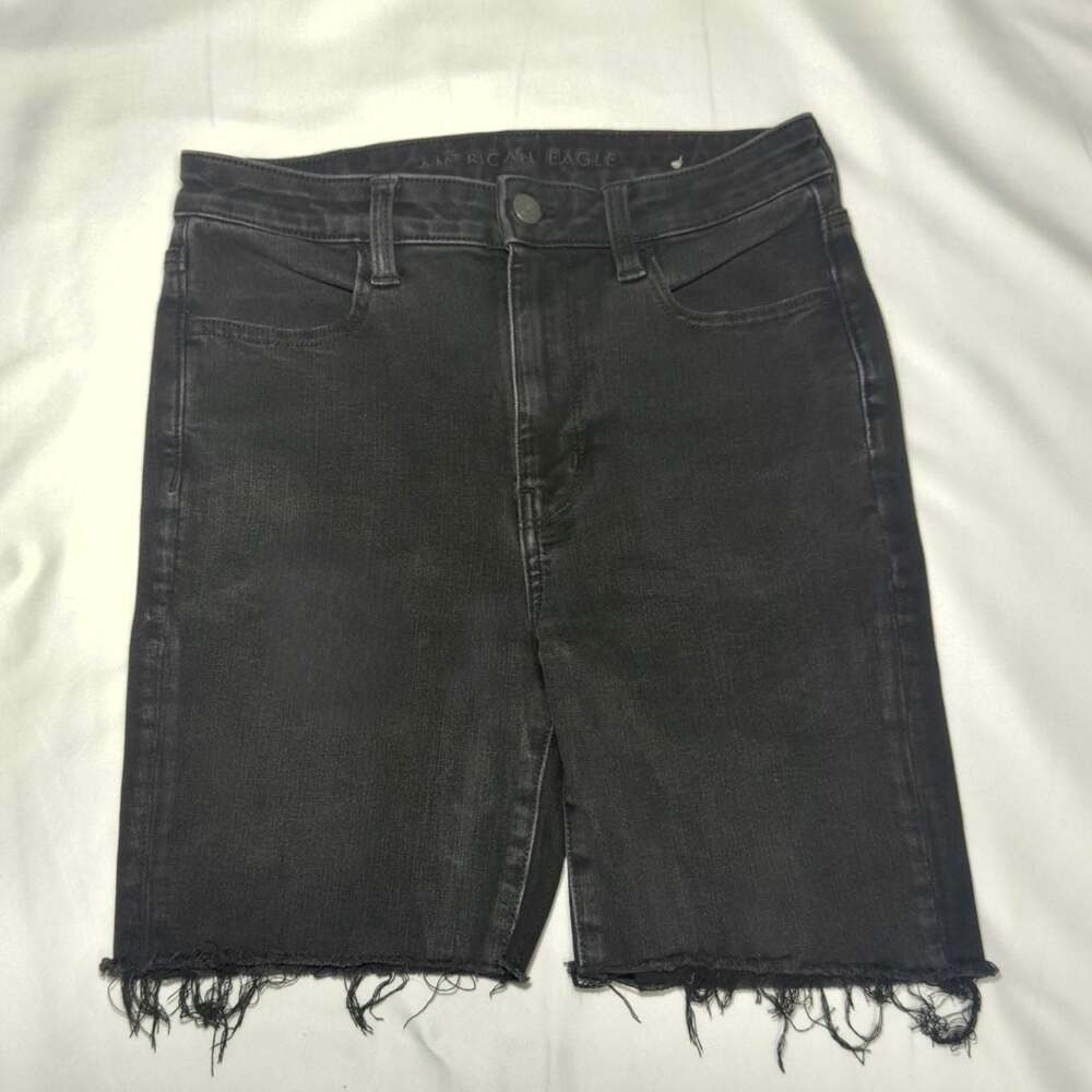 American Eagle Super Hi-Rise Jegging Black Denim Shorts